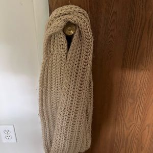 Thick knit infinity scarf- tan beige color